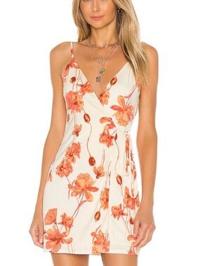 House of Harlow X Revolve Ramona Orange Floral Wrap Mini Dress Size XL